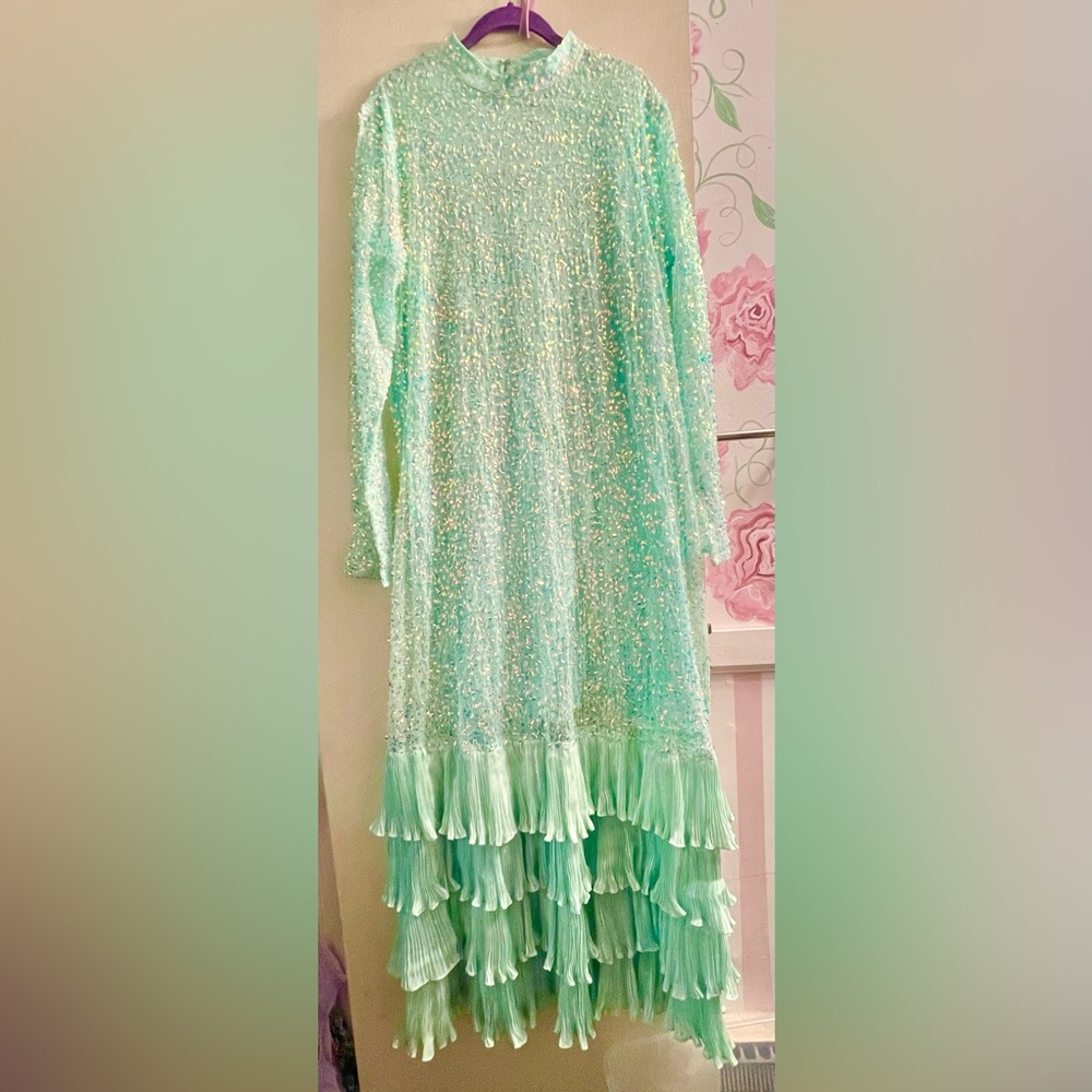 Anthropologie BHANUNI BY JYOTI Sequin Siren Maxi Dress  SIZE 1X Great Condition